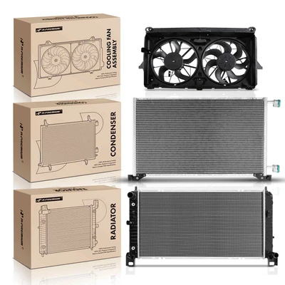 3 Pcs Radiator & AC Condenser & Cooling Fan Kit
