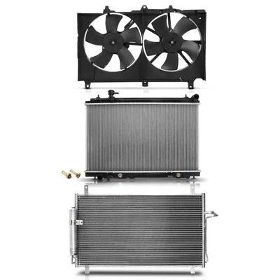 3 Pcs Radiator & AC Condenser & Cooling Fan Kit
