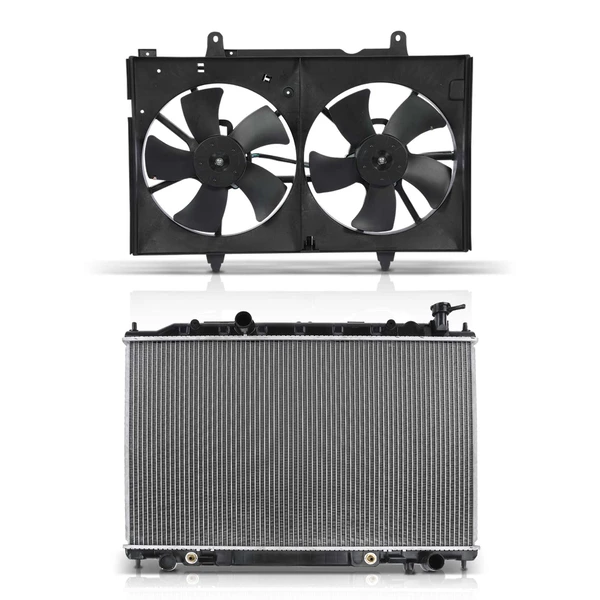 2 Pcs Radiator & Cooling Fan Assembly Kit for Nissan Murano 2003-2007 3.5L Automatic