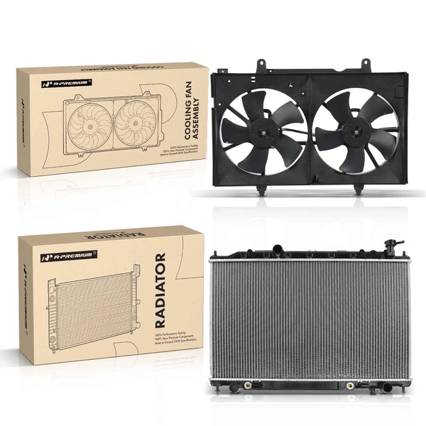 2 Pcs Radiator & Cooling Fan Assembly Kit for Nissan Murano 2003-2007 3.5L Automatic