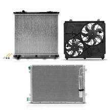 3 Pcs Radiator & AC Condenser & Cooling Fan Kit for 2003-2004 Kia Sorento