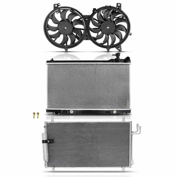 3 Pcs Radiator & AC Condenser & Cooling Fan Kit for 2007 INFINITI G35 3.5L V6