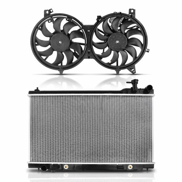 2 Pcs Radiator & Cooling Fan Assembly Kit for Infiniti G35 2007 V6 3.5L Coupe VQ35HR