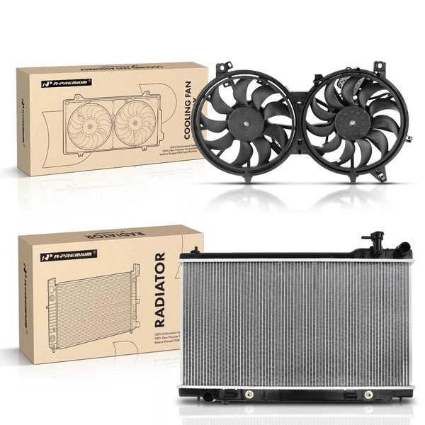 2 Pcs Radiator & Cooling Fan Assembly Kit for Infiniti G35 2007 V6 3.5L Coupe VQ35HR