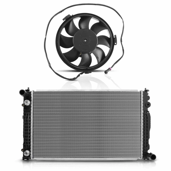 2 Pcs Radiator & Cooling Fan Assembly Kit for Audi A4 1998-1999 A6 1998 VW Passat
