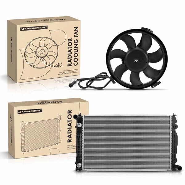 2 Pcs Radiator & Cooling Fan Assembly Kit for Volkswagen Passat 1998-2001 V6 2.8L