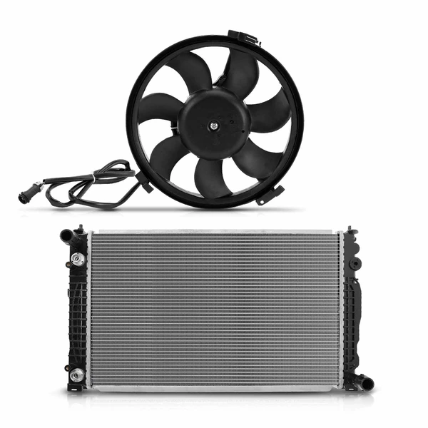 2 Pcs Radiator & Cooling Fan Assembly Kit for Volkswagen Passat 1998-2001 V6 2.8L