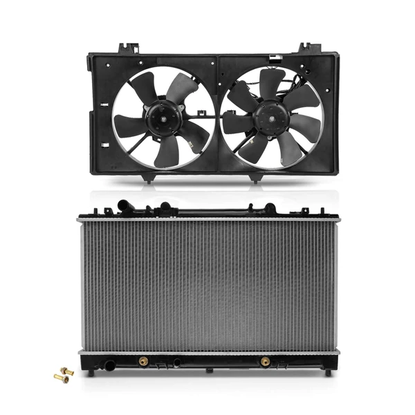 2 Pcs Radiator & Cooling Fan Assembly Kit for 2003-2008 Mazda 6