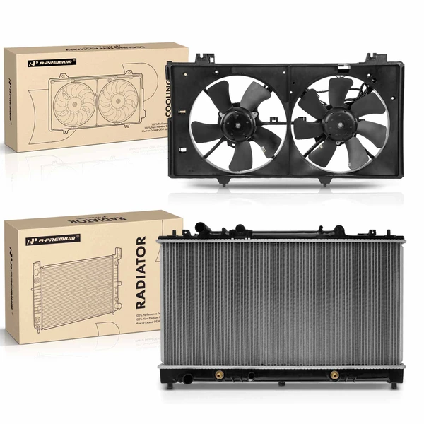 2 Pcs Radiator & Cooling Fan Assembly Kit for Mazda 6 2003-2008 V6 3.0L