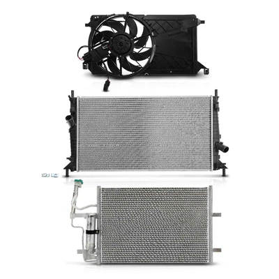 3 Pcs Radiator & AC Condenser & Cooling Fan Kit
