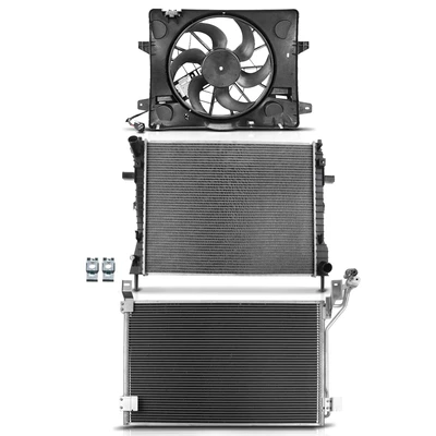 3 Pcs Radiator & AC Condenser & Cooling Fan Kit