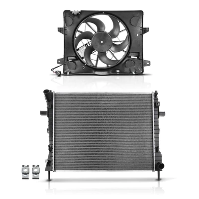 2 Pcs Radiator & Cooling Fan Assembly Kit