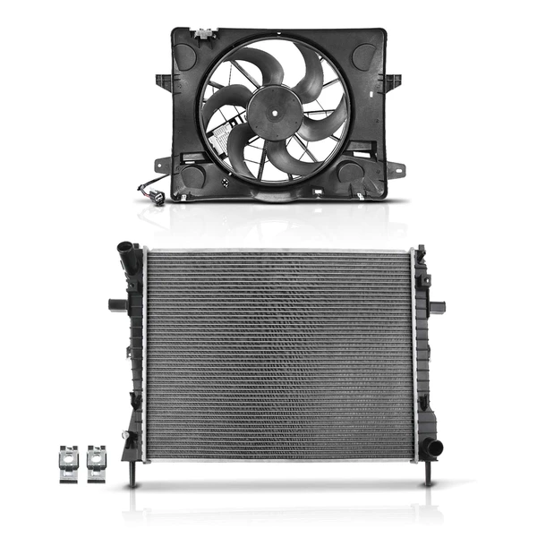 2 Pcs Radiator & Cooling Fan Assembly Kit for 2003-2005 Ford Crown Victoria