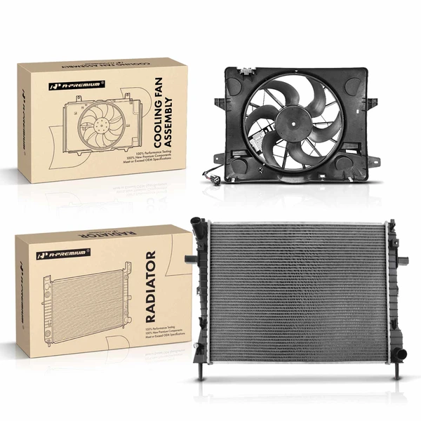 2 Pcs Radiator & Cooling Fan Assembly Kit for Ford Crown Victoria Lincoln 2003-2005