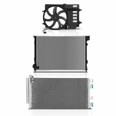 3 Pcs Radiator & AC Condenser & Cooling Fan Kit