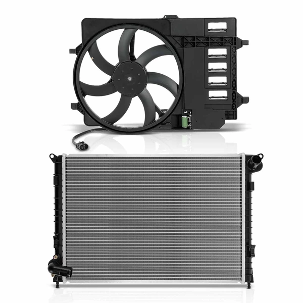 2 Pcs Radiator & Cooling Fan Assembly Kit for Mini Cooper 2002-2006 Naturally Aspirated