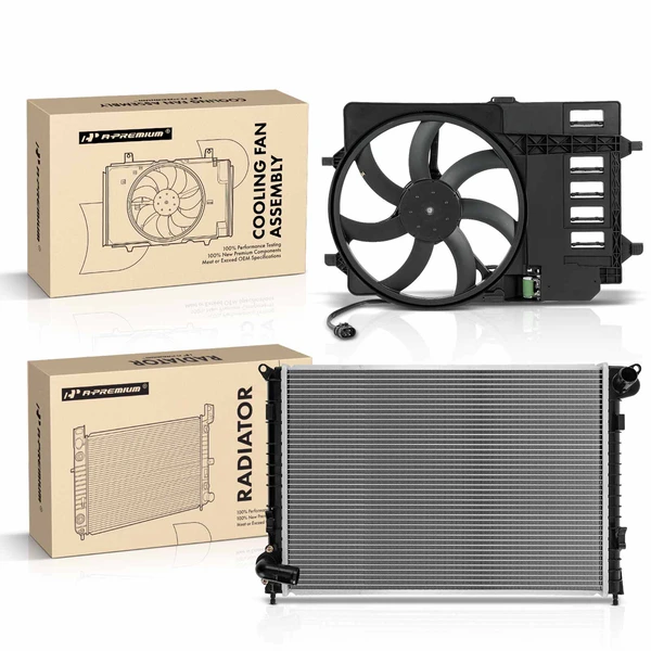 2 Pcs Radiator & Cooling Fan Assembly Kit for Mini Cooper 2002-2006 Naturally Aspirated