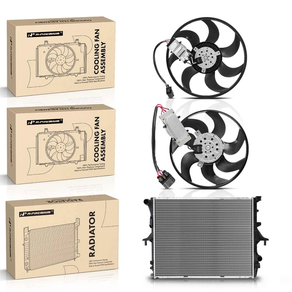 3 Pcs Radiator & Cooling Fan Assembly Kit for Audi Q7 09-13 Volkswagen Touareg 09-10