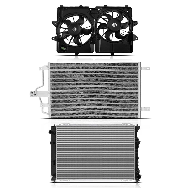 3 Pcs Radiator & AC Condenser & Cooling Fan Kit for 2005-2008 Ford Escape