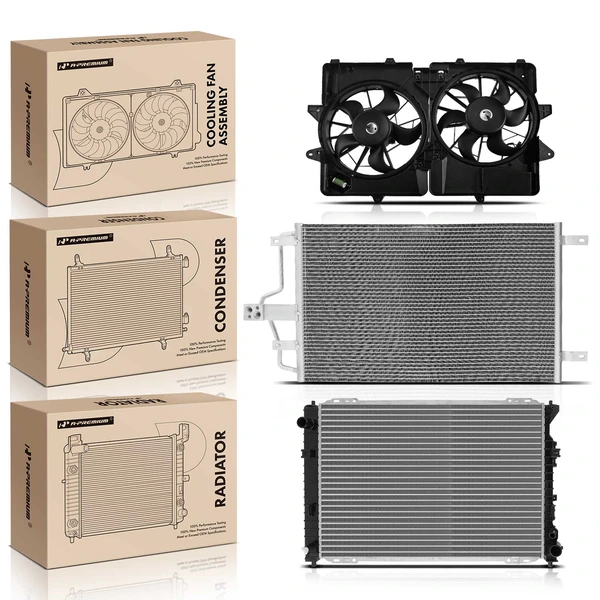 3 Pcs Radiator & AC Condenser & Cooling Fan Kit for Ford Escape 2005-2008