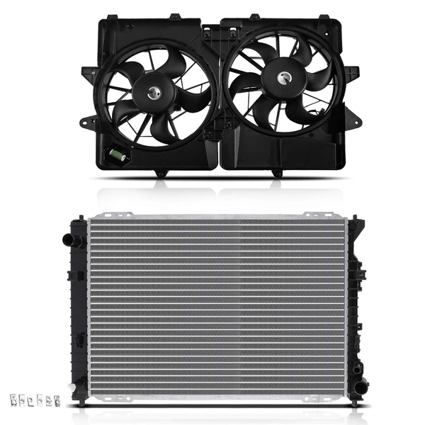 2 Pcs Radiator & Cooling Fan Assembly Kit for Ford Escape 2005-2008 Mercury