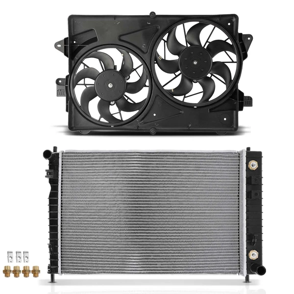 2 Pcs Radiator & Cooling Fan Assembly Kit for Chevrolet Equinox 2005 V6 3.4L