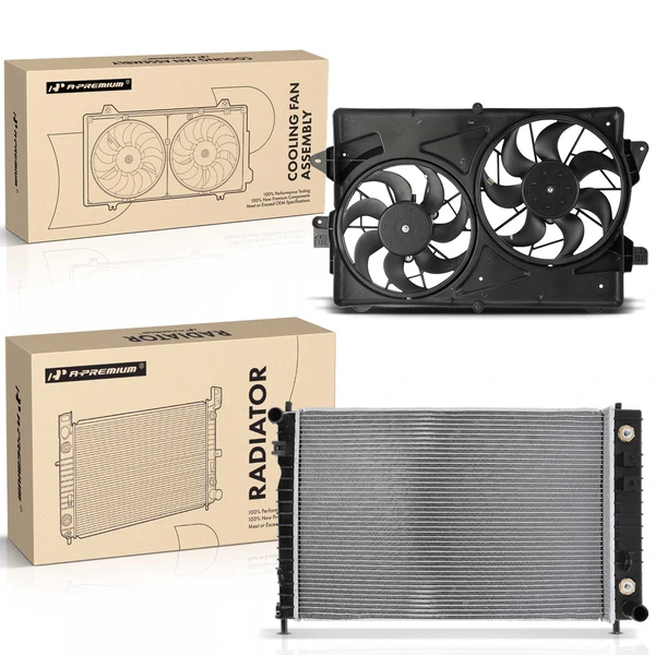 2 Pcs Radiator & Cooling Fan Assembly Kit for Chevrolet Equinox 2005 V6 3.4L