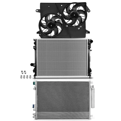 3 Pcs Radiator & AC Condenser & Cooling Fan Kit