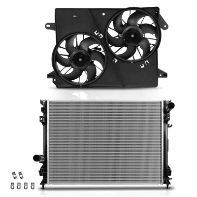 2 Pcs Radiator & Cooling Fan Assembly Kit