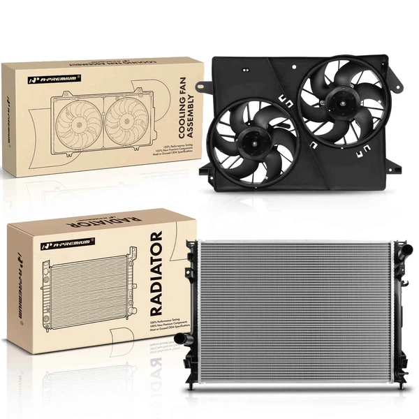 2 Pcs Radiator & Cooling Fan Assembly Kit for Chrysler 300 Dodge Challenger Charger