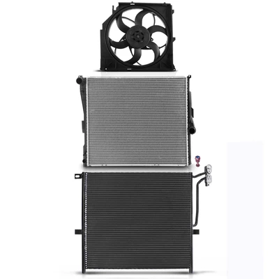 3 Pcs Radiator & AC Condenser & Cooling Fan Kit