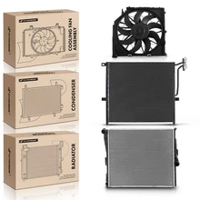 3 Pcs Radiator & AC Condenser & Cooling Fan Kit for 2004-2006 BMW X3