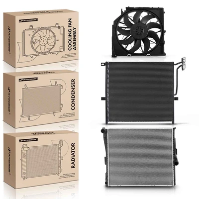 3 Pcs Radiator & AC Condenser & Cooling Fan Kit