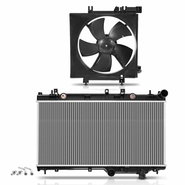 2 Pcs Radiator & Cooling Fan Assembly Kit for Subaru Forester 2009-2013 Impreza 2008-2011