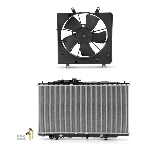 2 Pcs Radiator & Cooling Fan Assembly Kit for Honda Accord 2005-2007 V6 3.0L FHEV