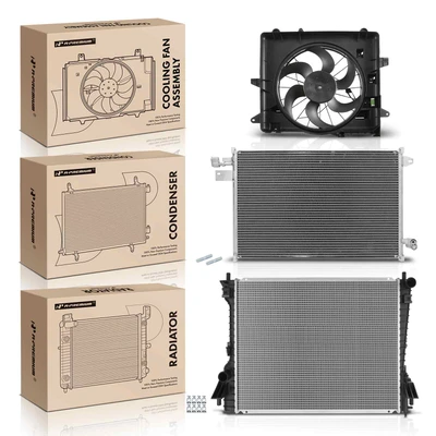 3 Pcs Radiator & AC Condenser & Cooling Fan Kit