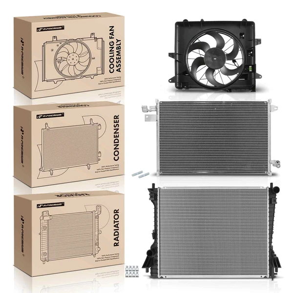 3 Pcs Radiator & AC Condenser & Cooling Fan Kit for Ford Mustang 2005-2009 4.0L 4.6L
