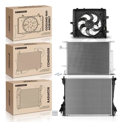 3 Pcs Radiator & AC Condenser & Cooling Fan Kit