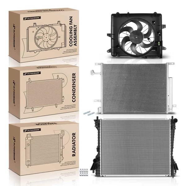 3 Pcs Radiator & AC Condenser & Cooling Fan Kit for Ford Mustang 2010-2014