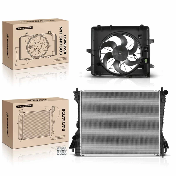 2 Pcs Radiator & Cooling Fan Assembly Kit for Ford Mustang 2005-2014