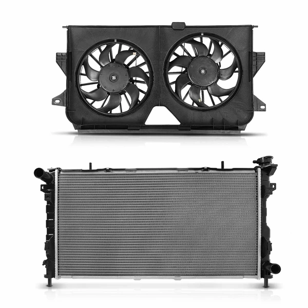 2 Pcs Radiator & Cooling Fan Assembly Kit for Chrysler Town & Country Dodge Caravan 3.3L