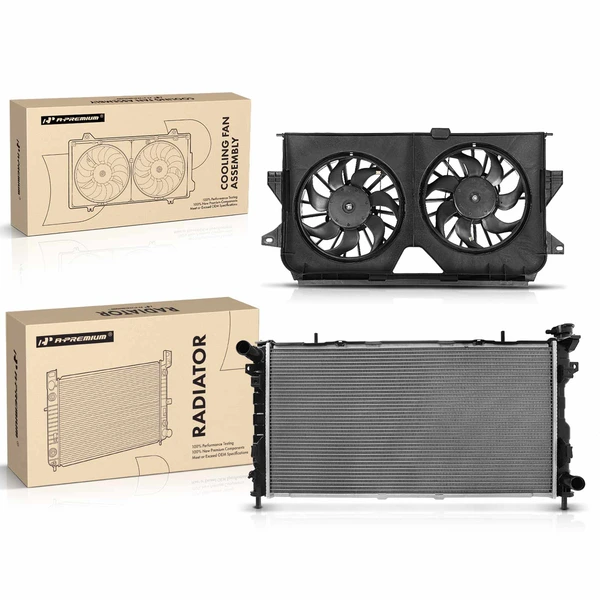 2 Pcs Radiator & Cooling Fan Assembly Kit for Chrysler Town & Country Dodge Caravan 3.3L