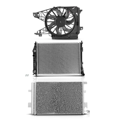 3 Pcs Radiator & AC Condenser & Cooling Fan Kit
