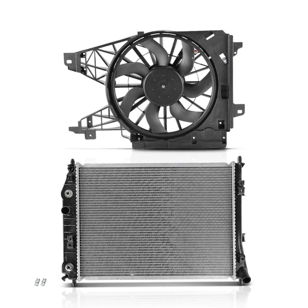 2 Pcs Radiator & Cooling Fan Assembly Kit for Chevy Corvette 2005-2013 6.0L 6.2L 7.0L