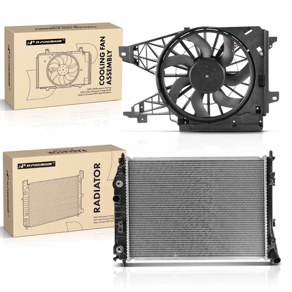 2 Pcs Radiator & Cooling Fan Assembly Kit for Chevy Corvette 2005-2013 6.0L 6.2L 7.0L