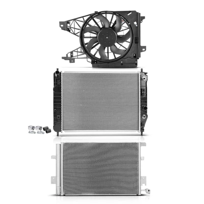 3 Pcs Radiator & AC Condenser & Cooling Fan Kit