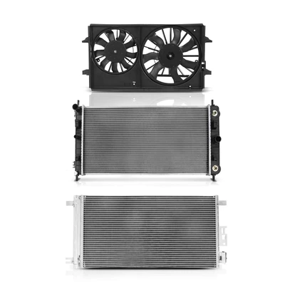 3 Pcs Radiator & AC Condenser & Cooling Fan Kit