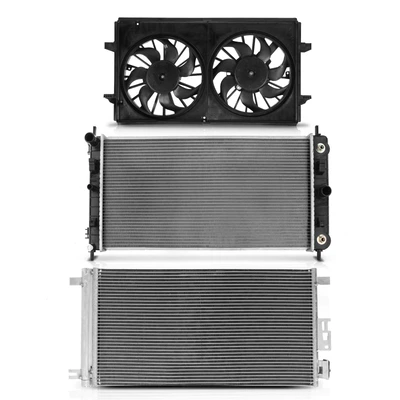 3 Pcs Radiator & AC Condenser & Cooling Fan Kit