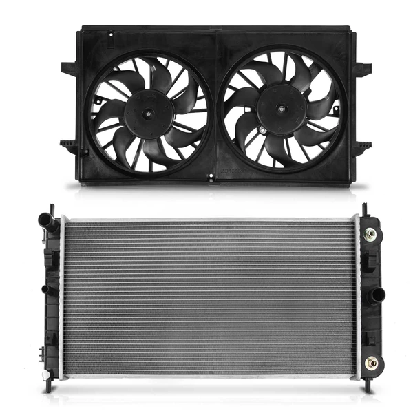 2 Pcs Radiator & Cooling Fan Assembly Kit for 2004-2010 Chevrolet Malibu