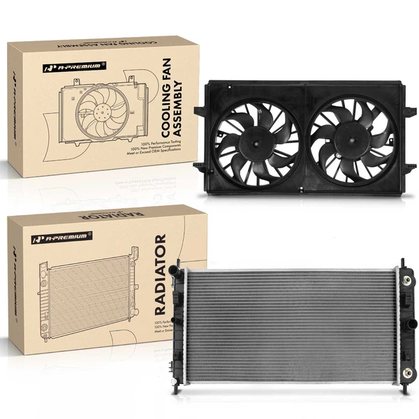 2 Pcs Radiator & Cooling Fan Assembly Kit for Chevrolet Malibu Pontiac 3.5L 3.9L